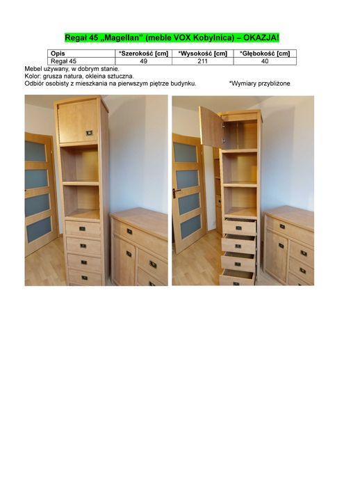 Regał 45 „Magellan” (meble VOX Kobylnica) – OKAZJA!