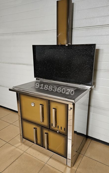 Fogão Lenha INOX Cor Castanho - NOVOS - Fabrico Nacional