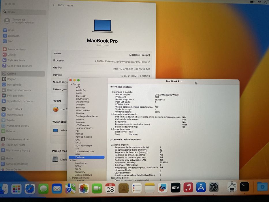 MacBook Pro 15” A1707 [2017r] bardzo zadbany