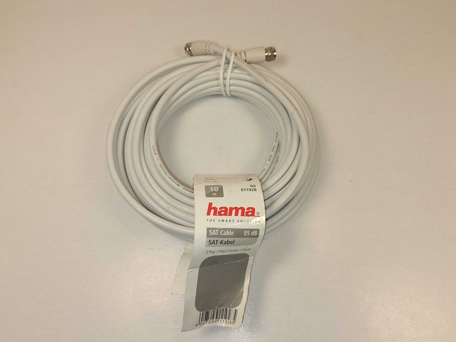 N273 Kabel Satelitarny Antenowy Hama F-Plug F-Stecker 10m 85dB Biały