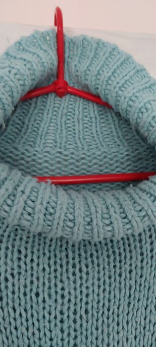 Sweter gruby wełniany golf M L vintage