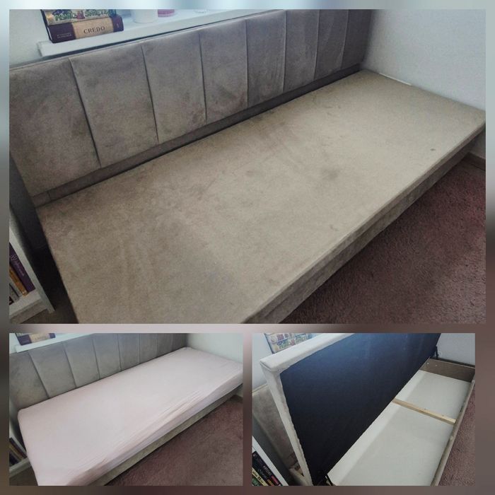 Łóżko tapicerowane z pojemnikiem na pościel sofa kanapa materac