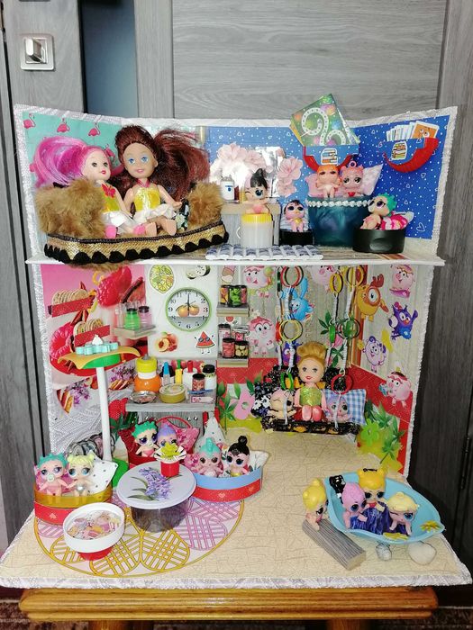 Будинок для ляльки лол та інших з меблями та аксесуарами, будиночок