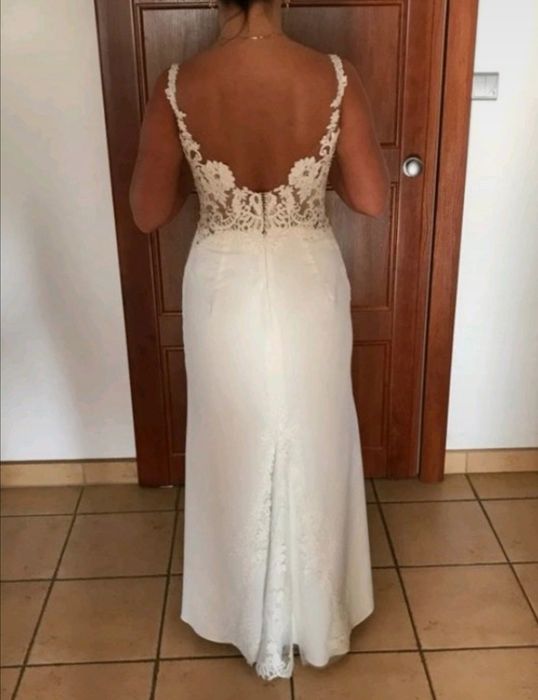 Suknia ślubna, litera A, ecru, rozmiar M