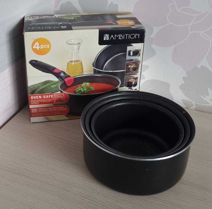 Zestaw 3 garnków AMBITION INTELIGENT INDUKCJA 16/18/20 cm bez rączki