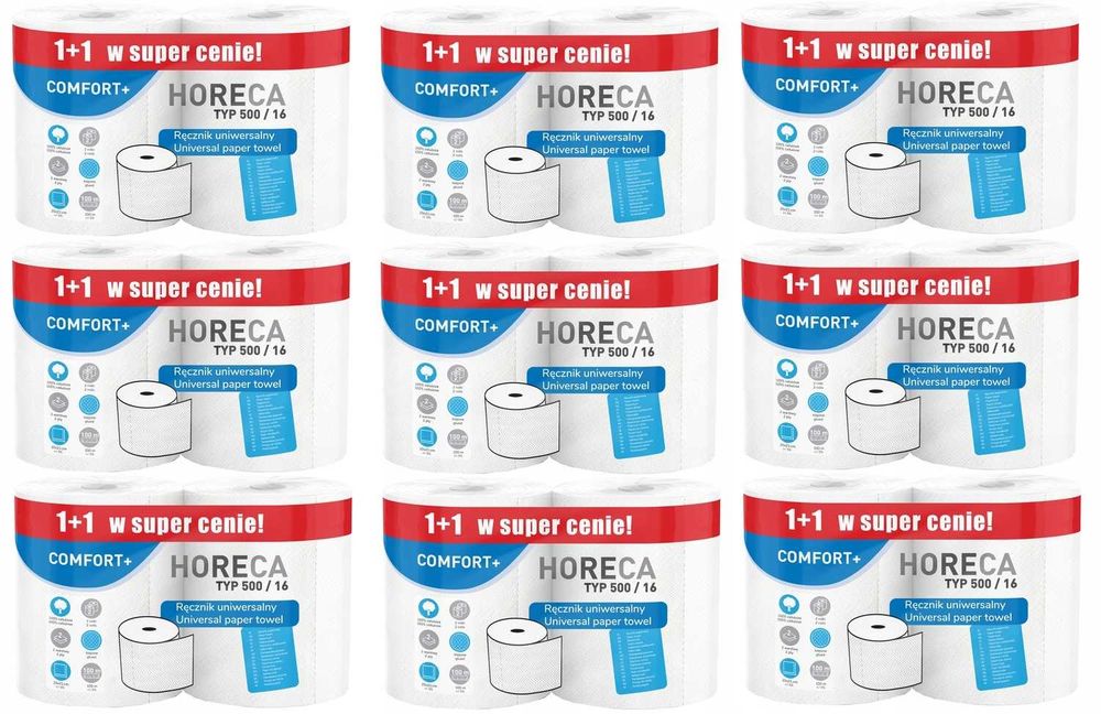 Ręcznik papierowy 2r horeca comfort+ typ 500/16 100m 2w (1+1) - 18 rol