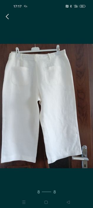 Spodnie lniane 3/4 białe