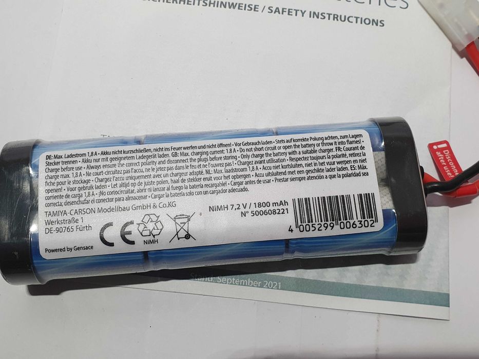 TAMIYA-CARSON akumulator bateria 7,2v 1800mAh NI-MH Nowa model RC