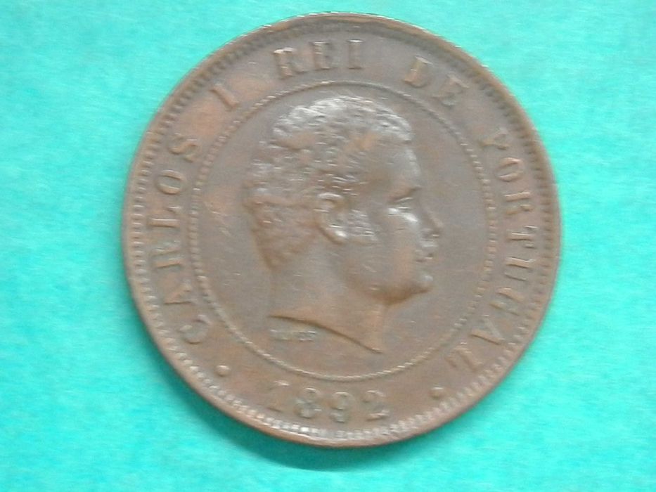 1159 - Carlos I: 20 réis 1892 bronze, por 3,00