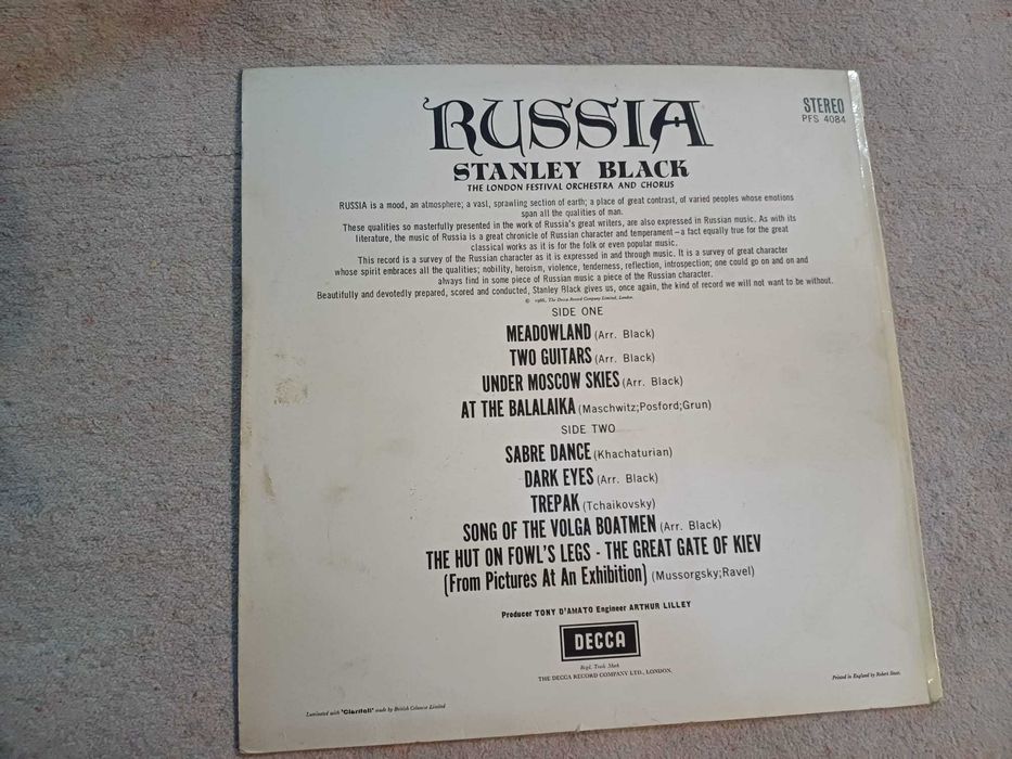 Vinil - Russia, Stanley Black, London Fest Orch and Chorus. Decca 1965