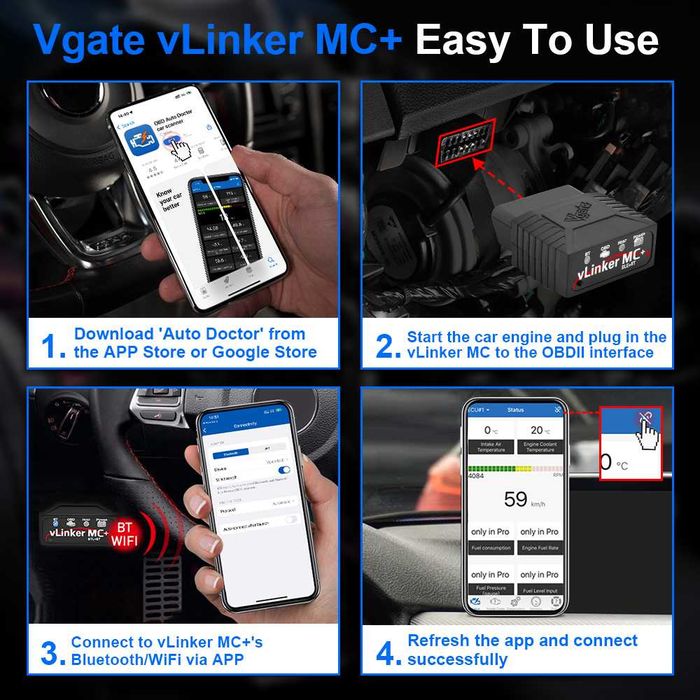 Vgate vLinker MC+ 4.0 Interfejs diagnostyczny OBD2 ELM327
