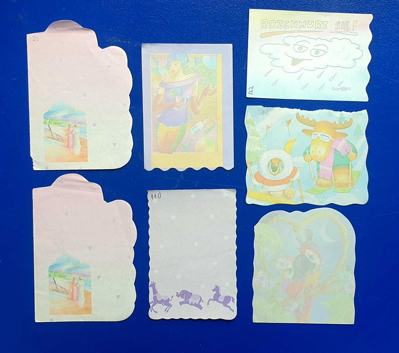 Karteczki kolekcjonerskie z lat 80 dziesiątych. E+