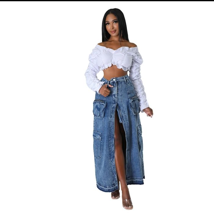 Spodnica maxi dluga jeans  denim