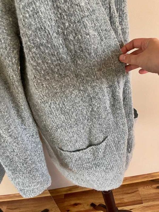 42 44 kaffe dlugi sweter szary long welna moher oversize narzuta