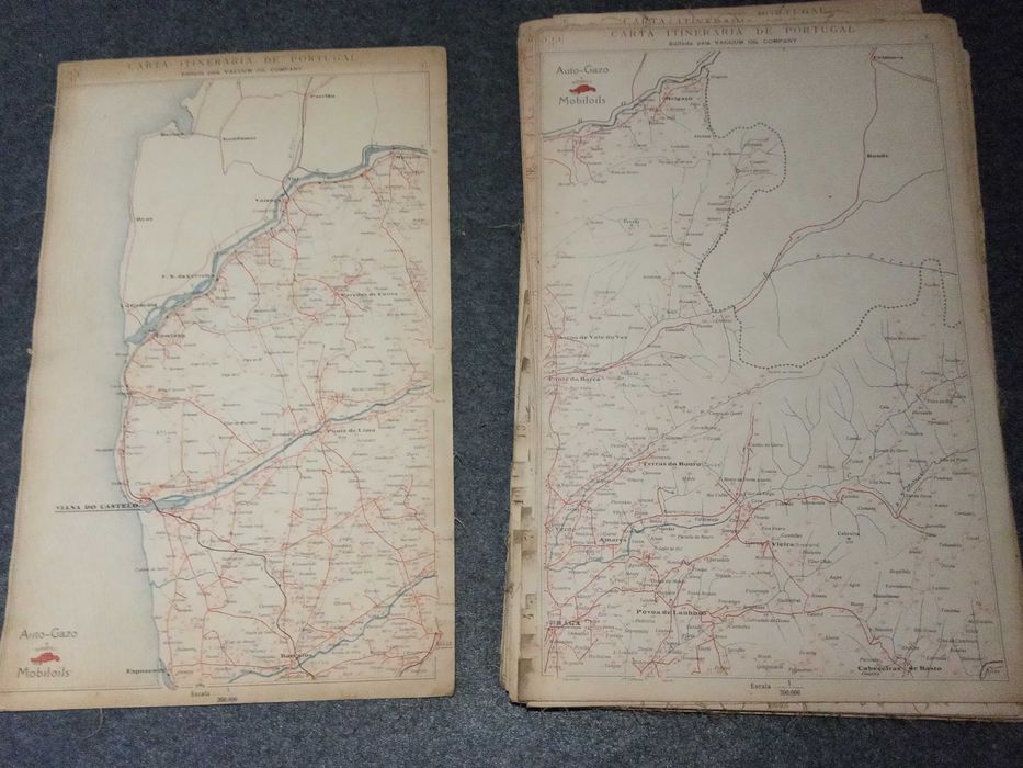 Carta Itinerária (Mapa) de Portugal - 1918 - Auto-Gazo - Mobiloils