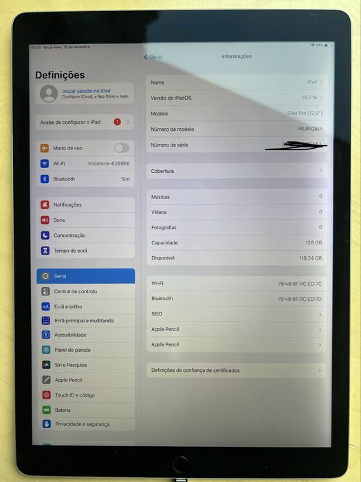 iPad Pro 12.9" (1.ª Geração) 128GB Cinzento + Apple Pencil (1.ª Geração) – Sem Risco