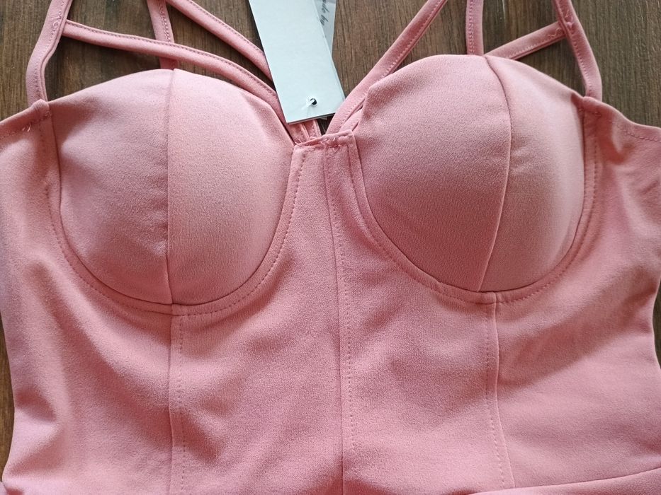 Sukienka gorsetowa r 38/M pudrowa NOWA