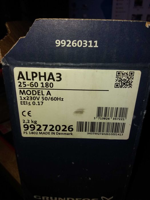 NOWA Grundfos ALPHA2 / 25/60/180 1x230V 50Hz/60Hz