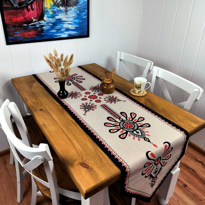 Folkowy Bieżnik na Stół 190x47 cm – Polski Produkt, Laserowy Nadruk