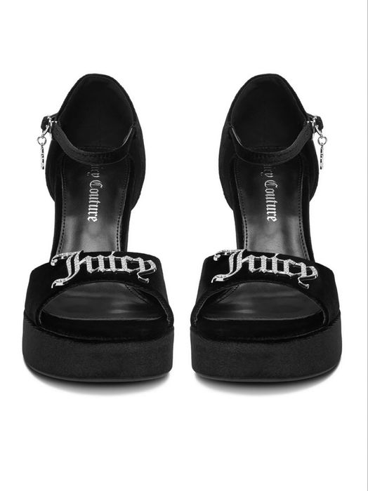 Стильні босоніжки Juicy Couture / чорні / каблук + платформа