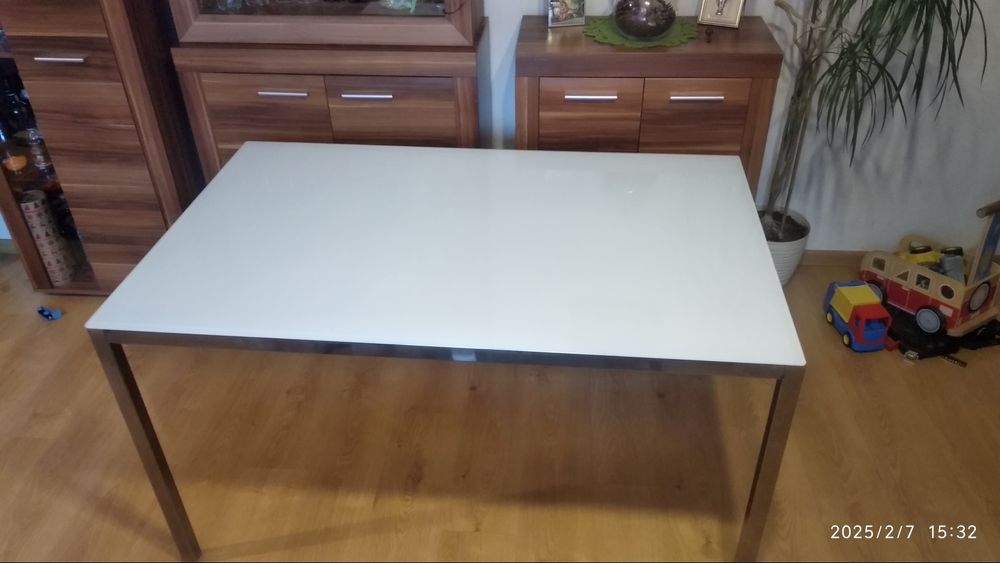 Stół chrom połysk  szklany blat 135 x 85