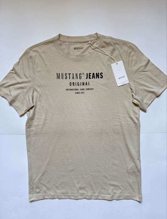 T Shirt Mustang męski rozmiar M beżowy jeans bawełna