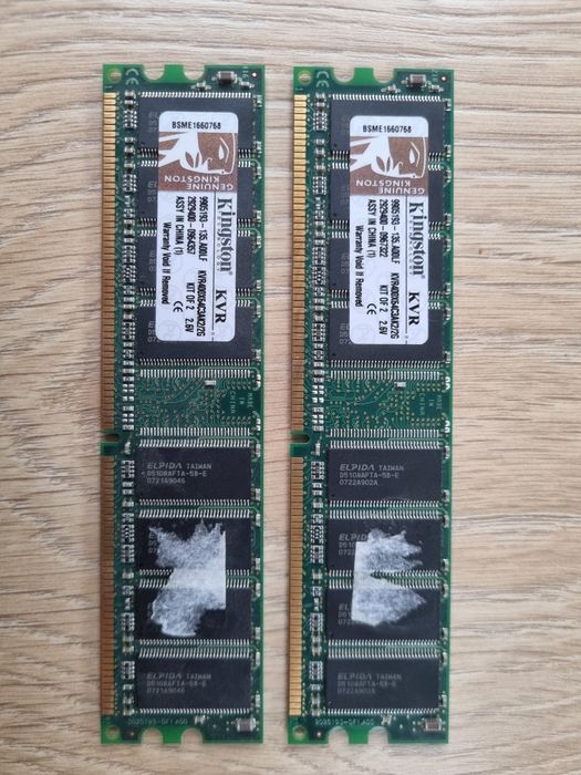 Pamięć RAM 2x1GB DDR1 Kingston
