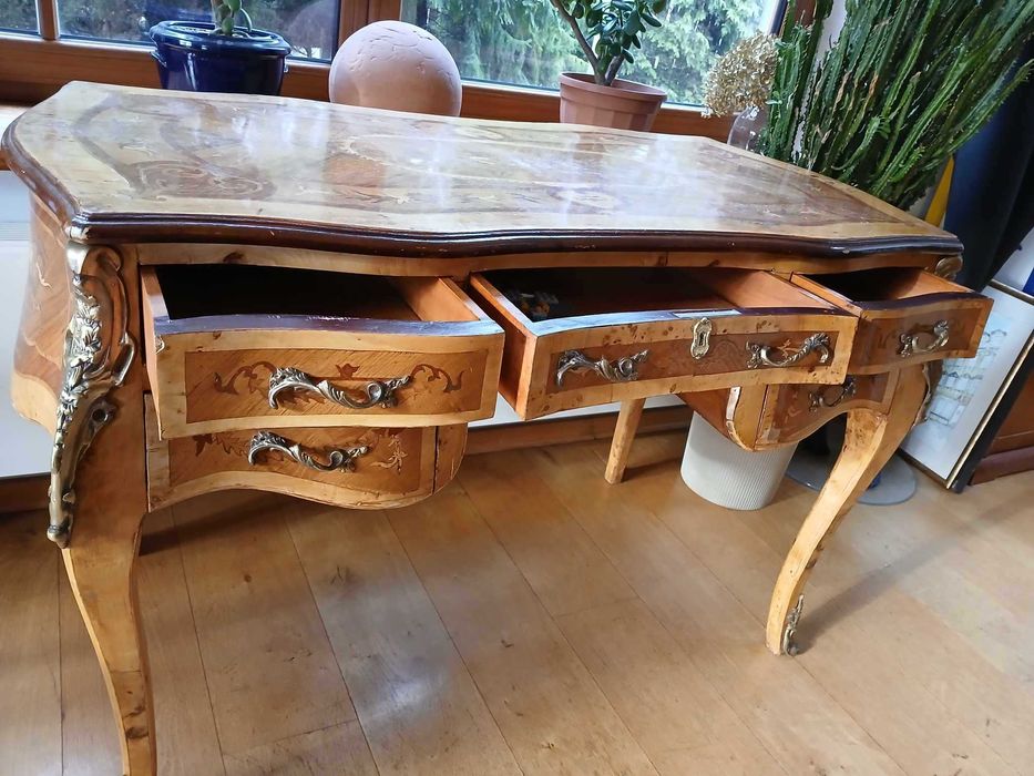 Biurko pałacowe DREWNIANE intarsja przywiezione zFrancji ODBIÓR BĘDZIN