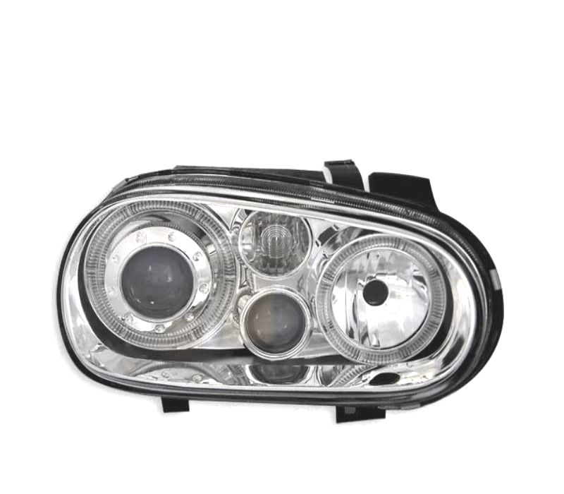 FARÓIS VOLKSWAGEN VW GOLF 4 LOOK R32 ANGEL EYES FUNDO CROMADO