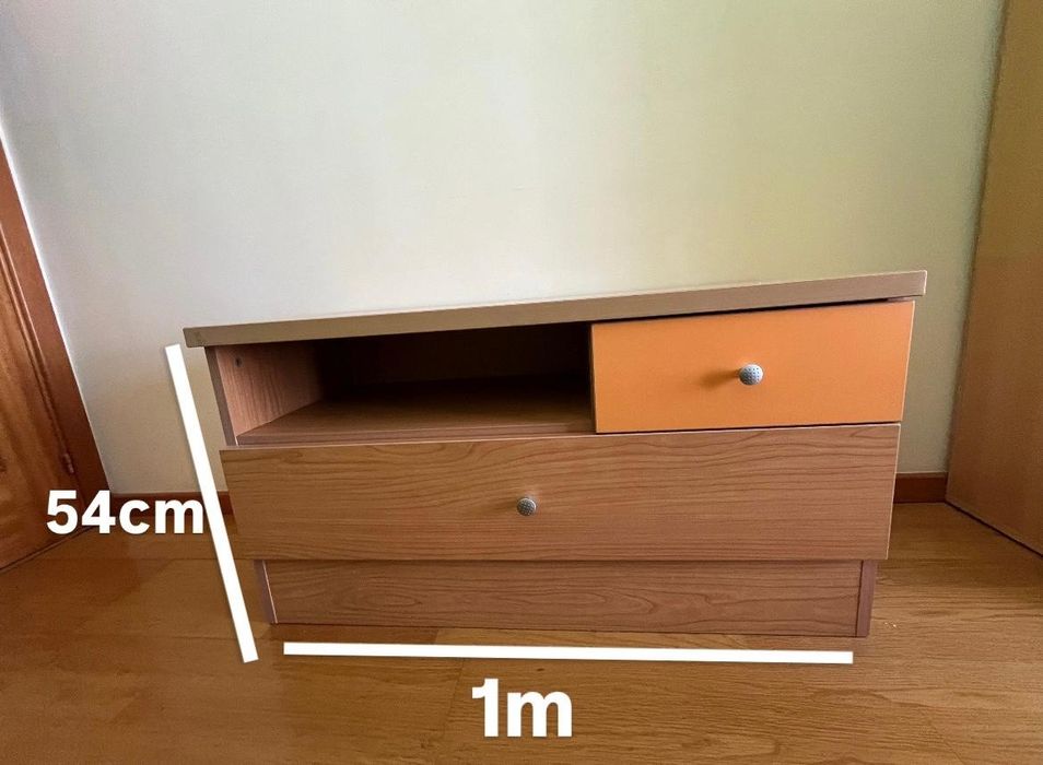Mobília de Quarto juvenil cama/secretária/móvel cor pinho claro