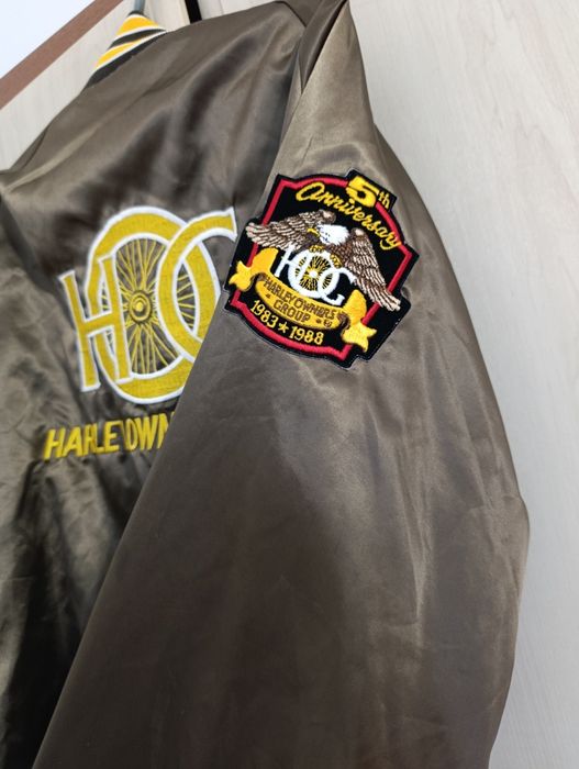 Вінтажна атласна куртка бомбер Harley-Davidson H.O.G. 1988 (Made in USA, Swingster)