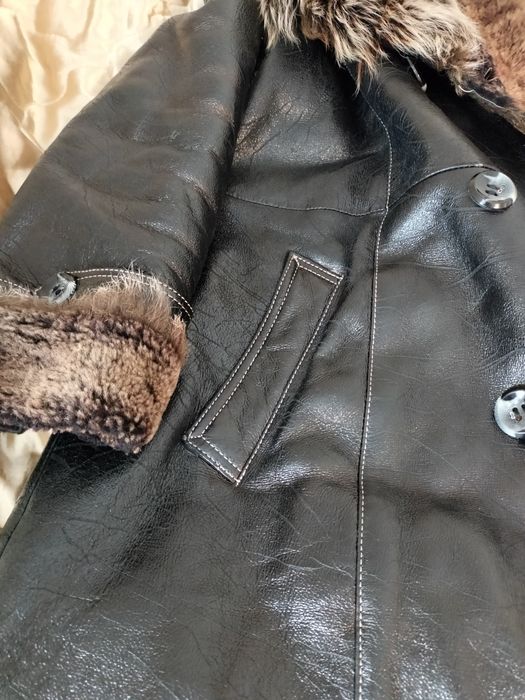 Дублянка кожана на натуральному хутрі.