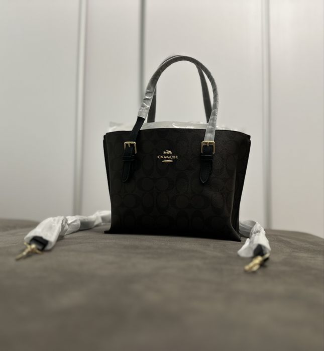 Жіноча Сумка Coach Signature Mollie Tote 25 Brown Black Коач Коуч sale