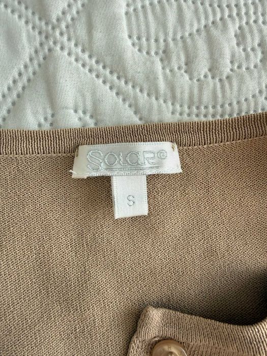 sweterek Solar S 36 jak nowy kolory ziemi tie dye cieniowany efekt krem beż brąz