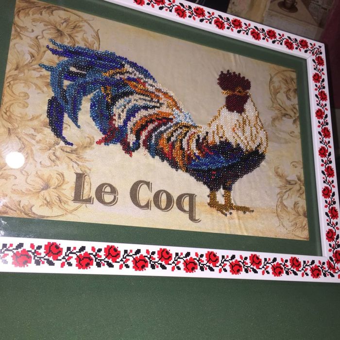 Картина бісером "Півень", український оберіг