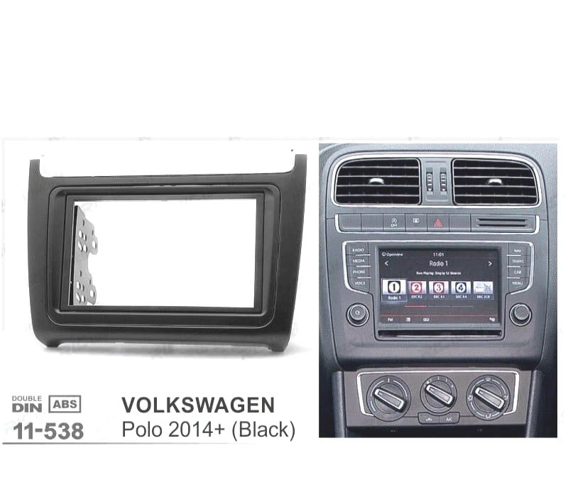 MOLDURA ADAPTADOR PRETO COMPLETO DE RÁDIO 2-DIN PARA VOLKSWAGEN VW POLO 14+