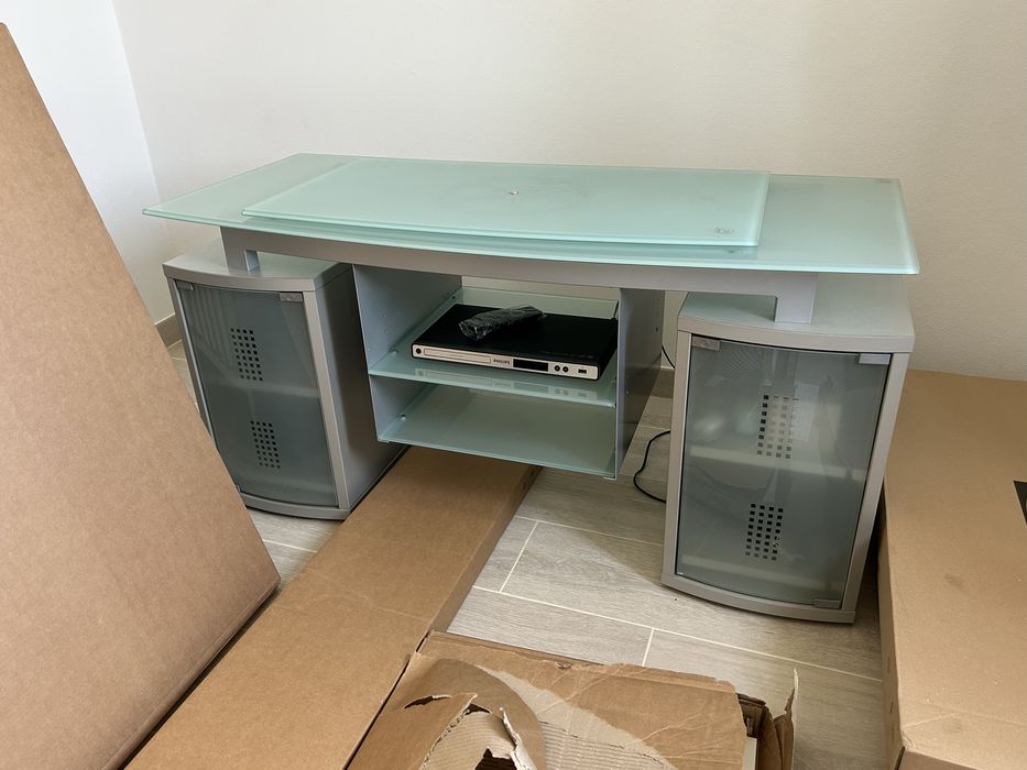 Móvel de tv de vidro rotativa