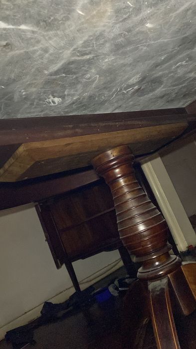 Extraordinária Grande Mesa Mogno Cuba Tampo Mármore 2,42 mt