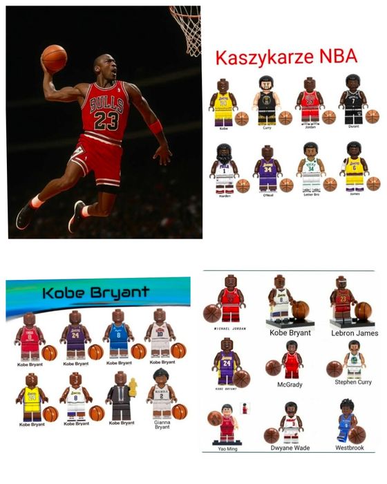Klocki koszykarz NBA klocki koszykarze NBA kompatybilne z Lego klocki figurka Jordan Bryant James Curry Harden O Neal Durant McGrady Wade Ming