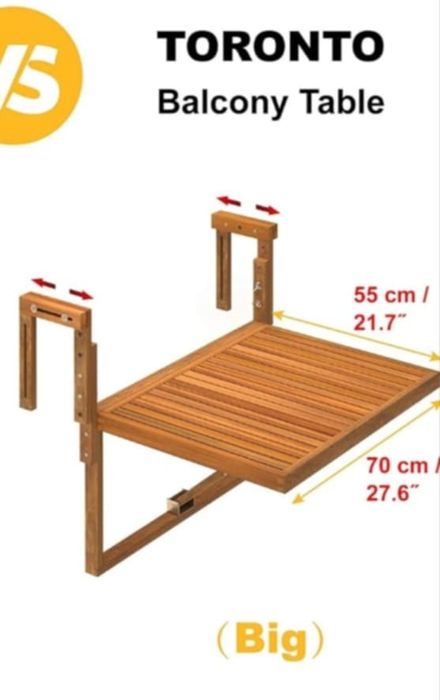 INTERBUILD Toronto stół balkonowy 60 x 70 cm,
Blat stołu ma wymiary 71