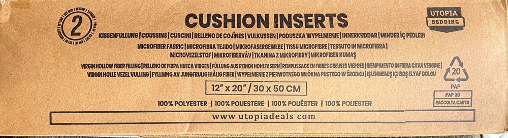 Almofadas Utopia Bedding - Pack de 2 (Novas seladas/vácuo)