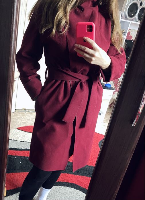 Пальто назапах колір Марсала