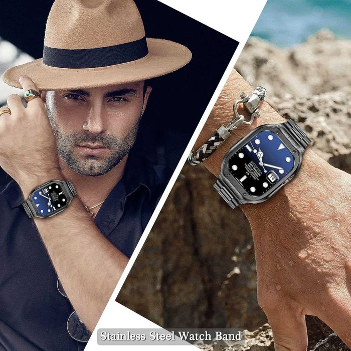 Pasek HASLFM z kopertą do Apple Watch 45mm (9/8/7) gwiezdna szarość #04