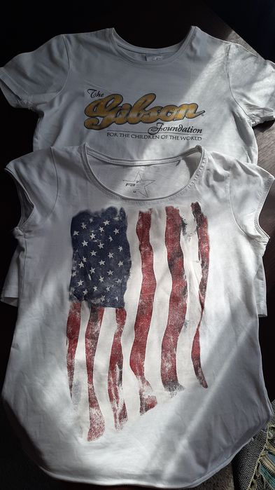 2 koszulki damskie T-shirt rozm S/M Gibson, USA