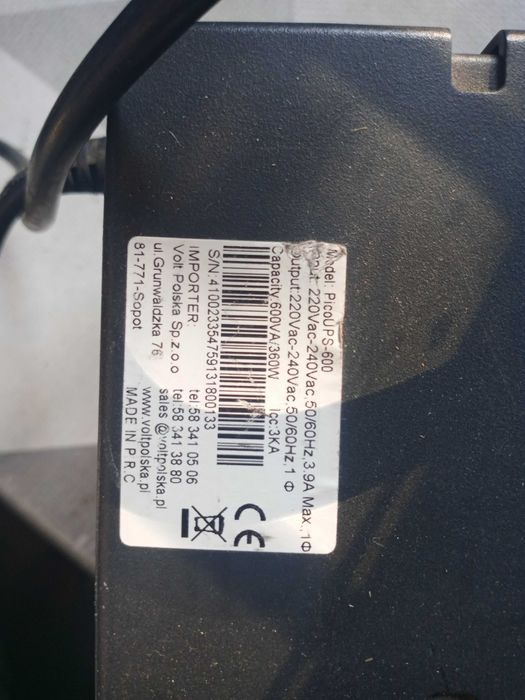 Zasilacz awaryjny UPS VOLT Polska PicoUPS-600 600VA / 360W