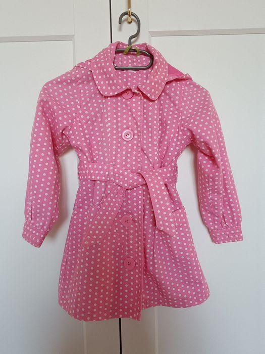 Płaszcz trencz różowy dziewczęcy