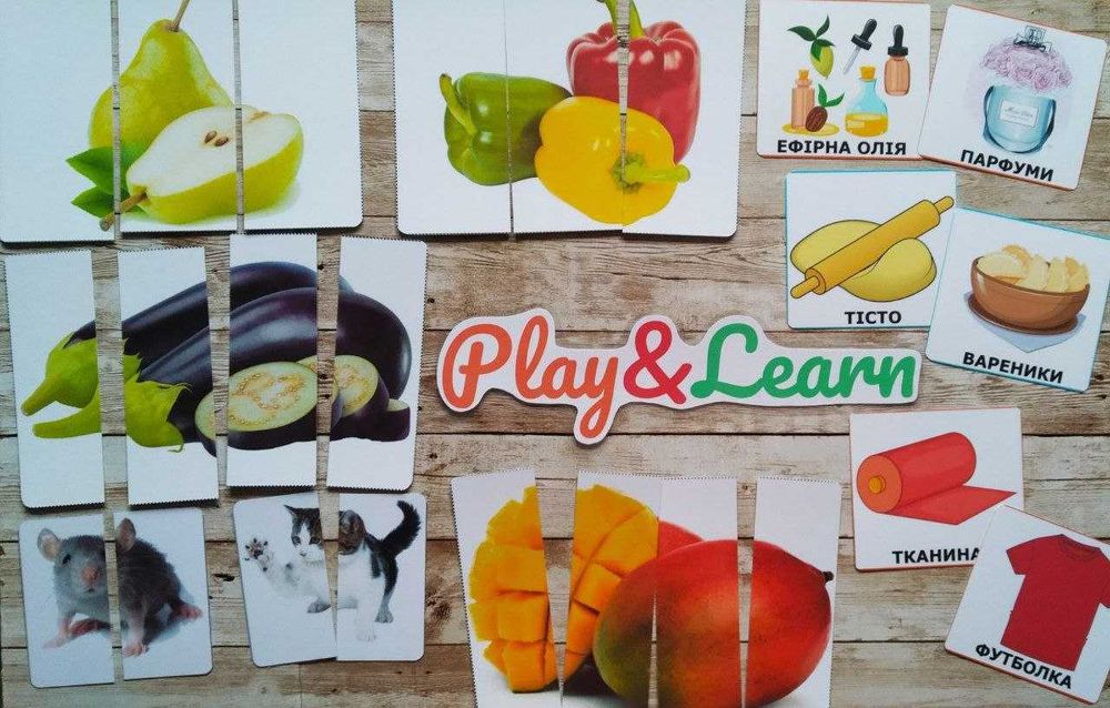 Картки-частинки половинки Знайди пару монтессорі домана