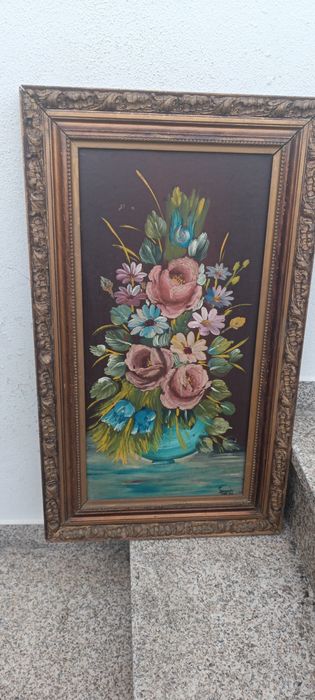 Quadro antigo pintado a óleo.