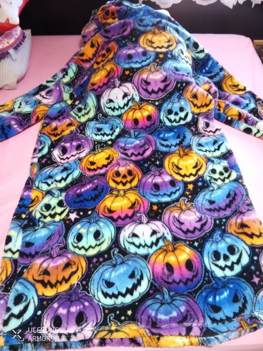 Lounge wear vestido c bolso e capuz tamanho único abóbora unissex