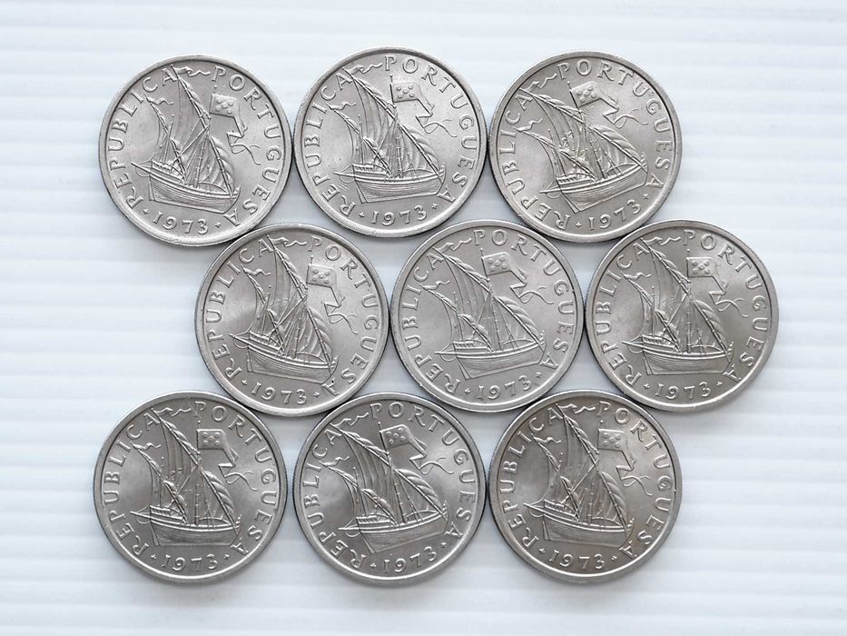 Lote de 9 Moedas 5 Escudos 1973